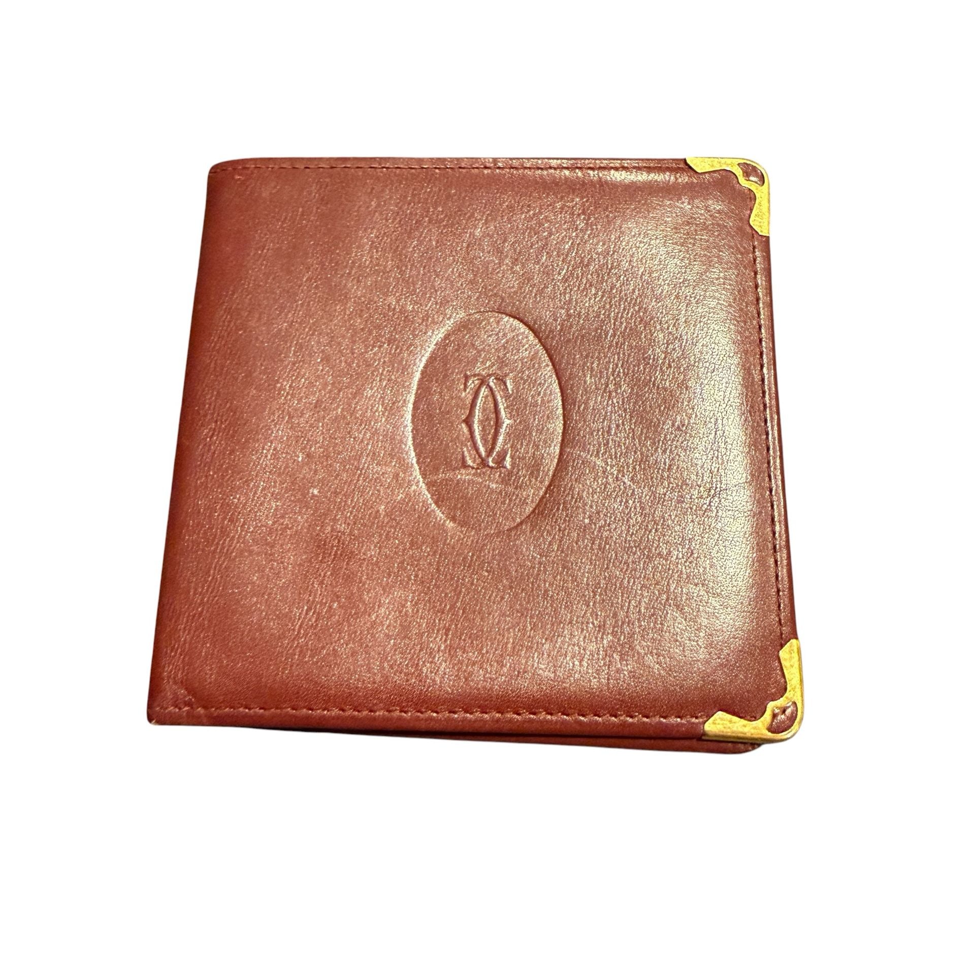 Vintage Cartier Paris Burgundy Leather Bifold Wallet